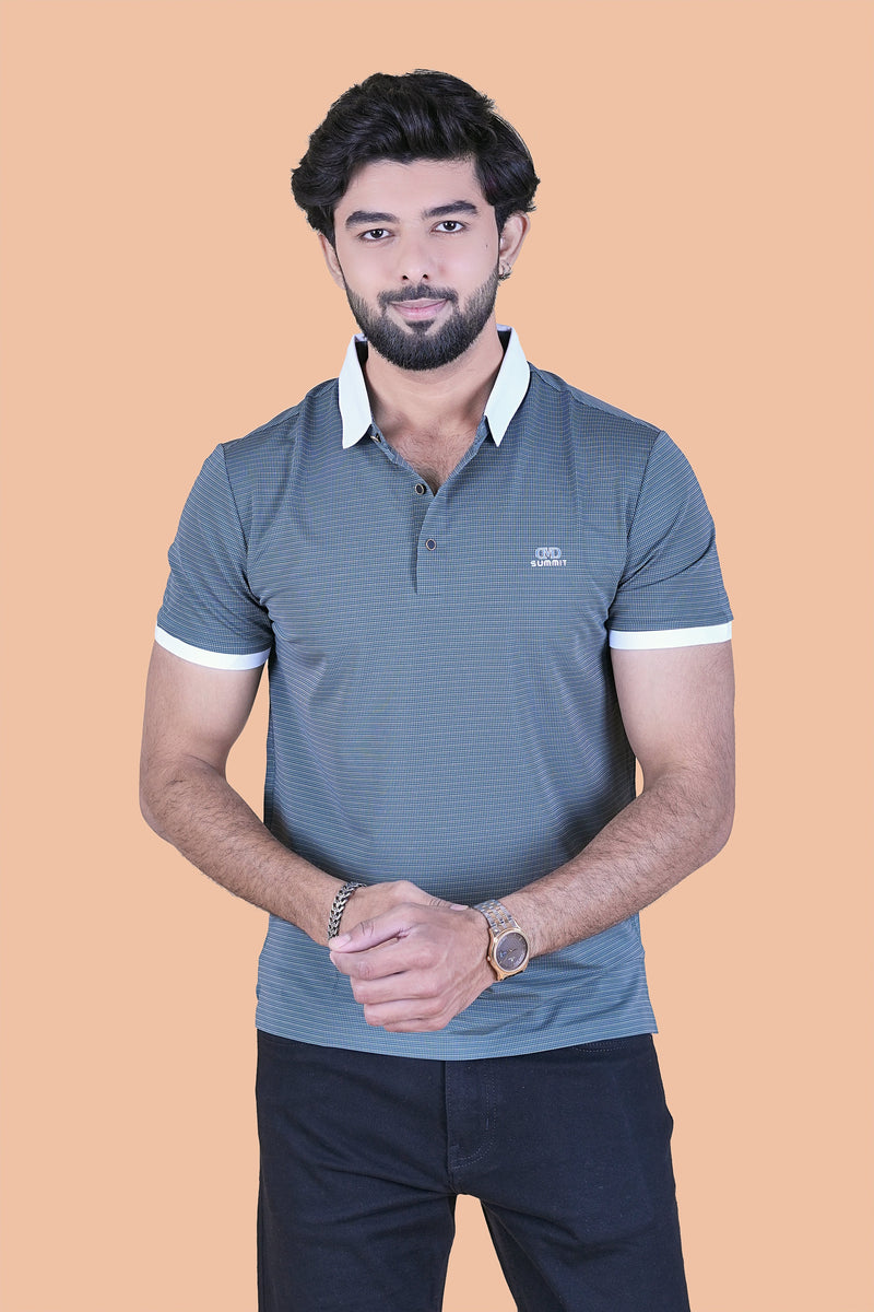 Stretchable Half-Sleeve Polo T-Shirt