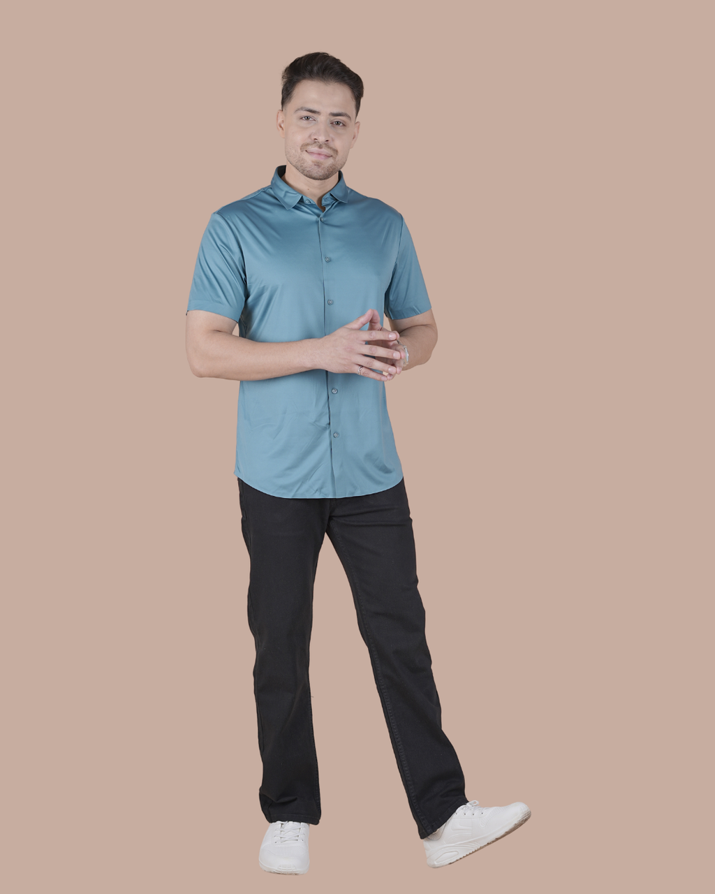 Pistal Solid Self-Shine Formal Half Sleeve Shirt