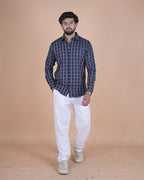 Navy Windowpane Check Shirt