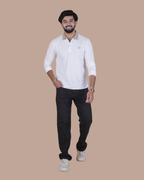 White Contrast Collar Polo T-Shirt