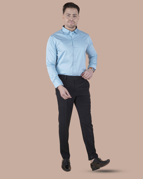 Sky Blue Giza Satin Formal Shirt