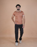 Desert Brown Contrast Collar Polo T-Shirt