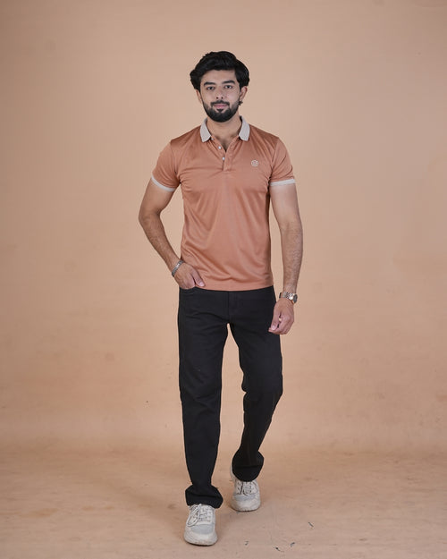 Desert Brown Contrast Collar Polo T-Shirt