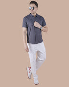 Charcoal Grey Half Sleeves Stitchless Casual Shirt