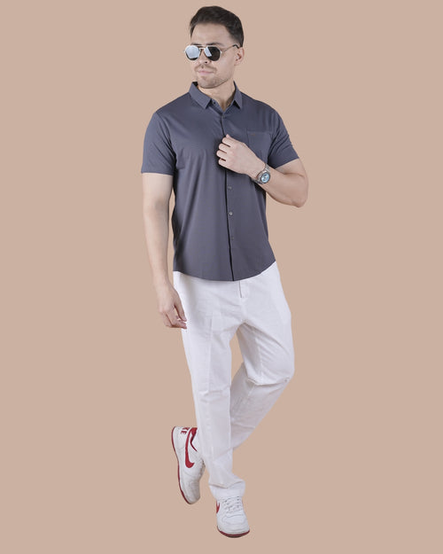 Charcoal Grey Half Sleeves Stitchless Casual Shirt