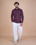 Wine Purple Corduroy Semi-Casual Shirt