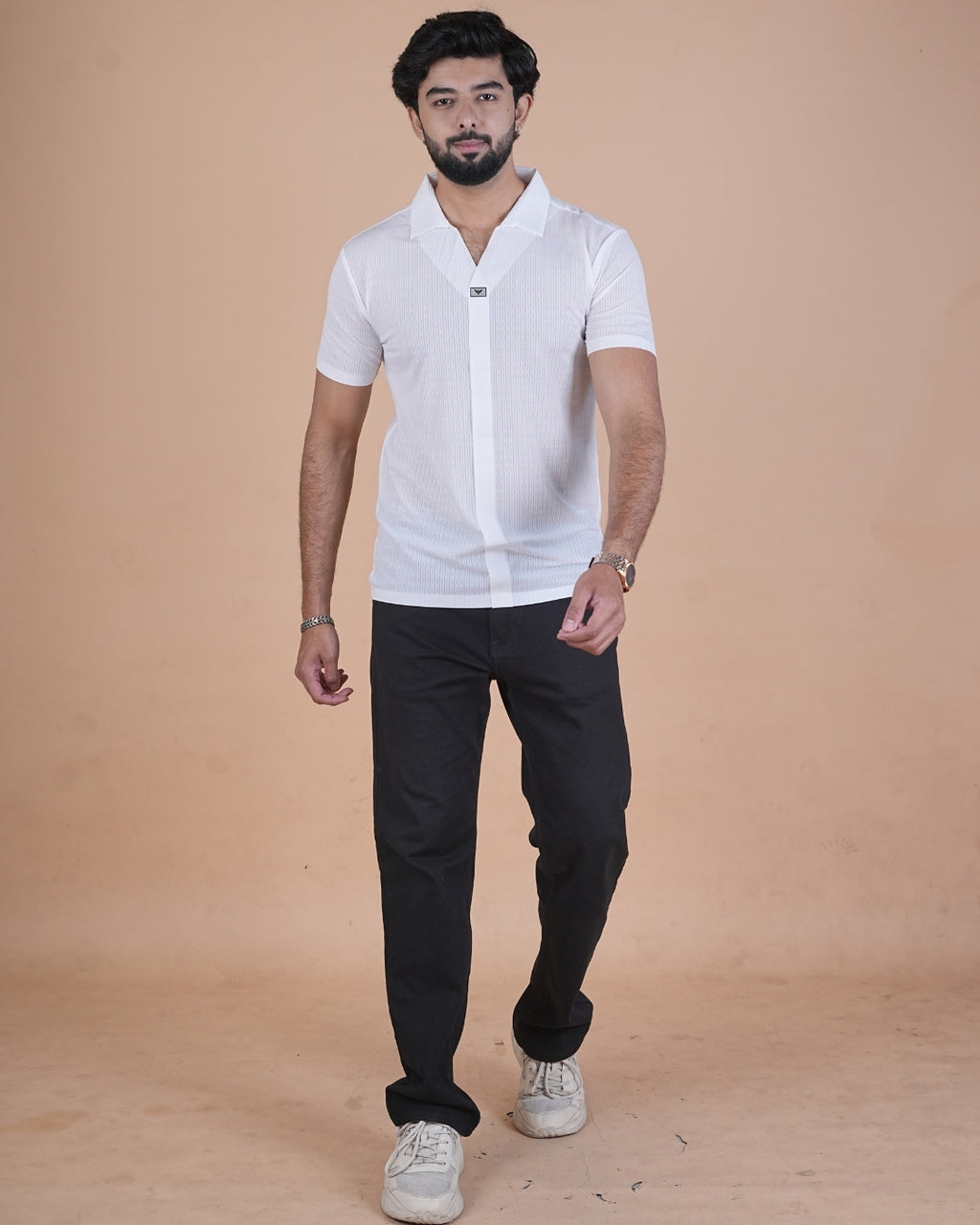 Arctic White Seamless V-Neck Polo T-Shirt