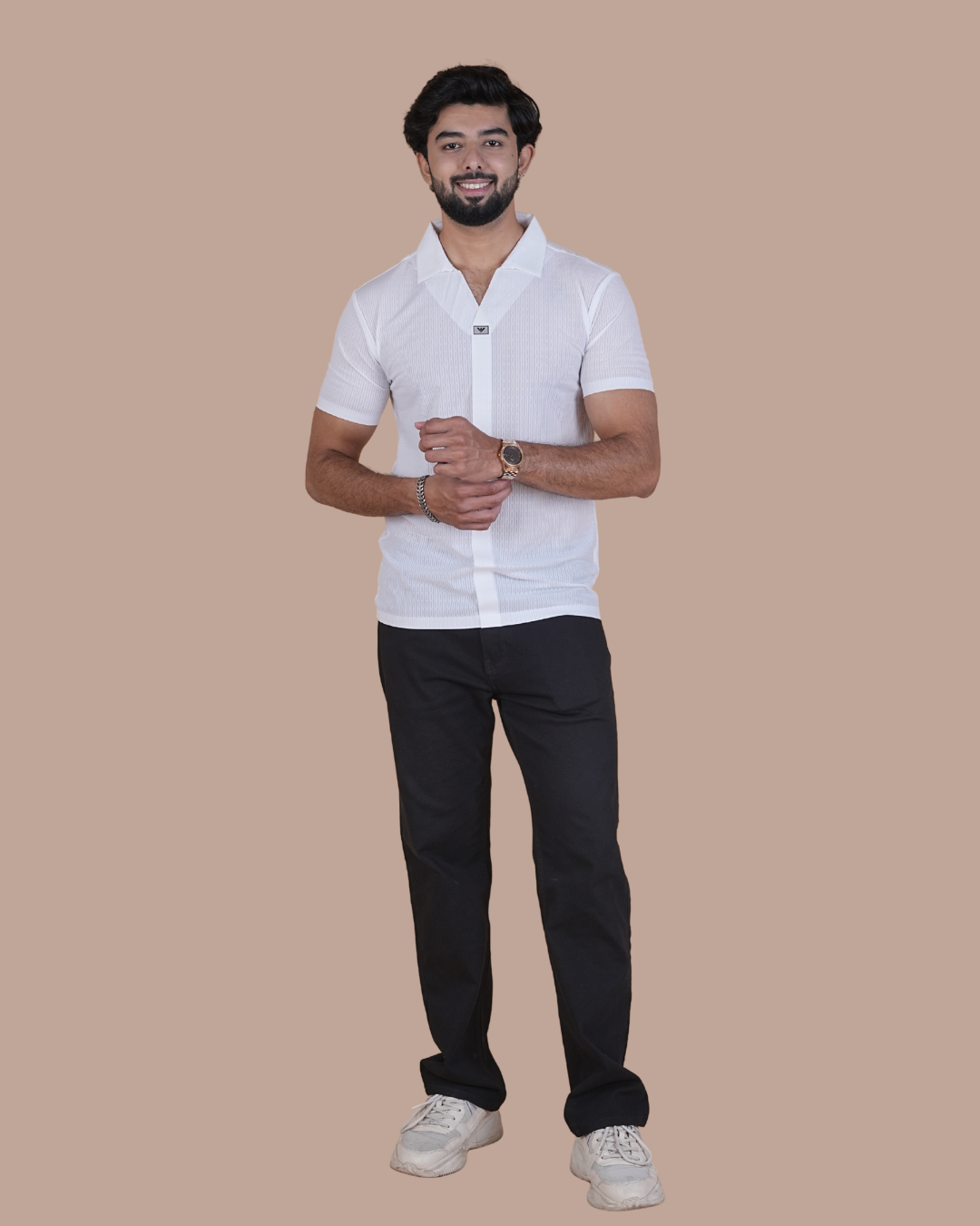 Arctic White Seamless V-Neck Polo T-Shirt