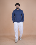 blue Double Pocket Full-Sleeve Zipper Jacket