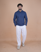 blue Double Pocket Full-Sleeve Zipper Jacket