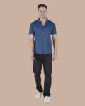 Steel Blue Half Sleeves Stitchless Casual Shirt