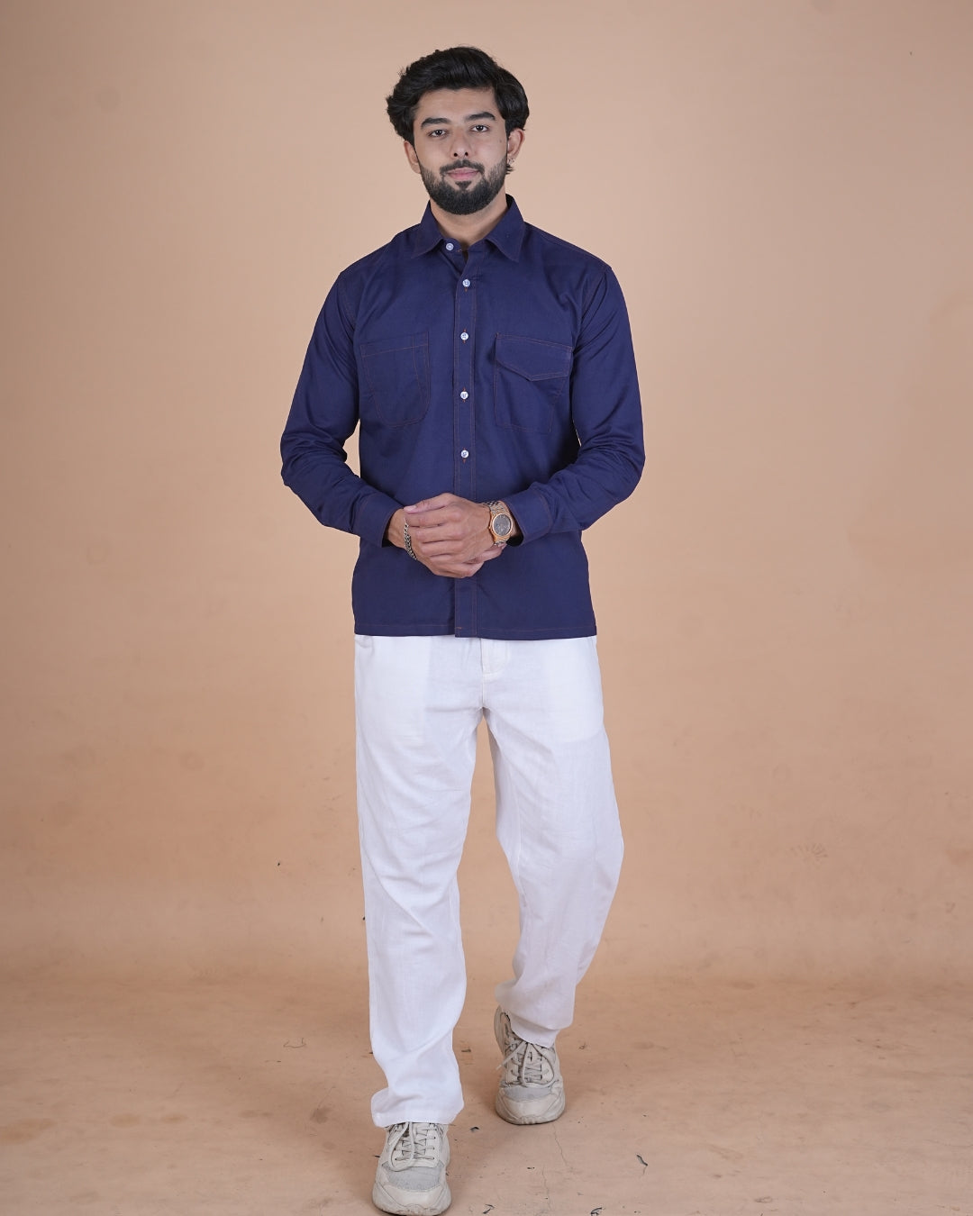 Midnight Navy Double Stitch Premium Casual Shirt