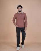 Vintage Brown Contrast Collar Polo T-Shirt