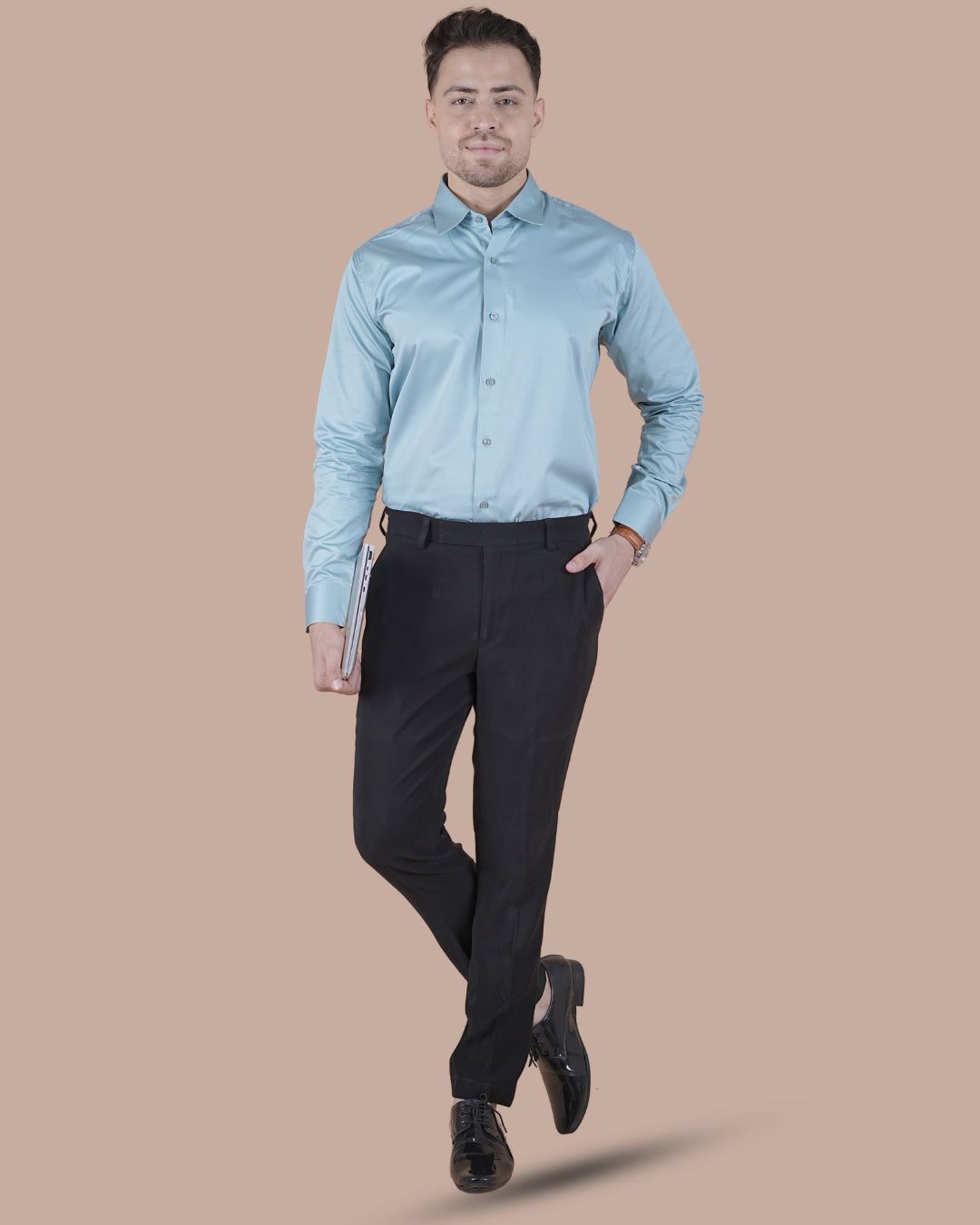 Olive Mist Giza Satin Formal Shirt