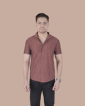 Rust Brown Striped Stitchless Half Sleeve Shirt