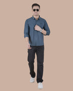 Steel Blue Stitchless Partywear Formal Shirt