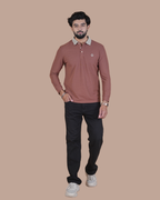 Vintage Brown Contrast Collar Polo T-Shirt