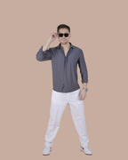 Graphite Grey imported Zipper Sacket Shirt