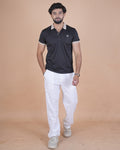 Black Contrast Collar Polo T-Shirt