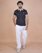 Black Contrast Collar Polo T-Shirt