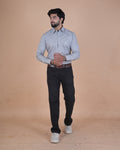 Silver Grey Micro Check Formal Shirt