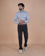 Silver Grey Micro Check Formal Shirt