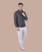Charcoal Grey Imported Zipper Sacket Shirt