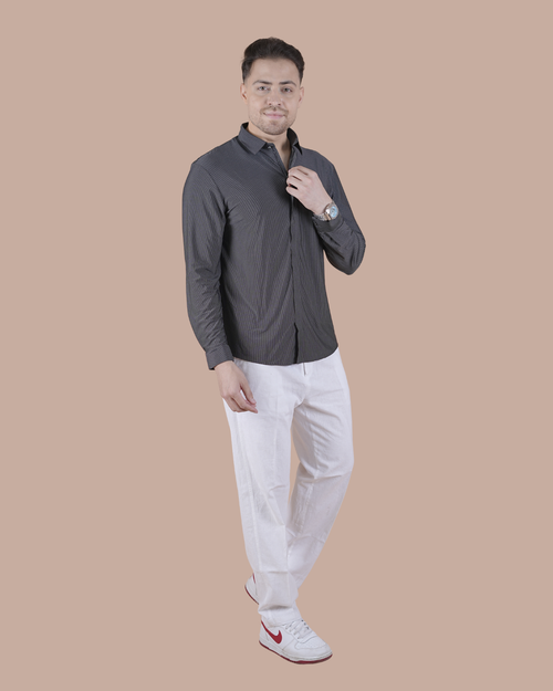 Charcoal Grey Imported Zipper Sacket Shirt