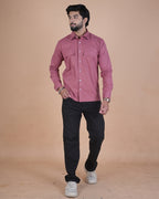 Dusty Rose Corduroy Semi-Casual Shirt