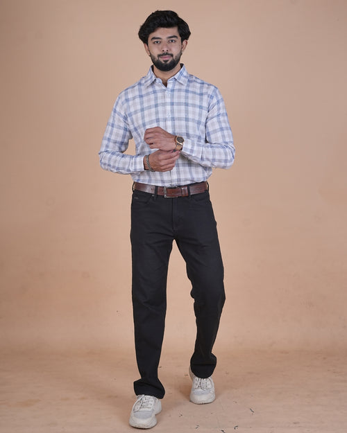 Sky Blue Check Formal Shirt