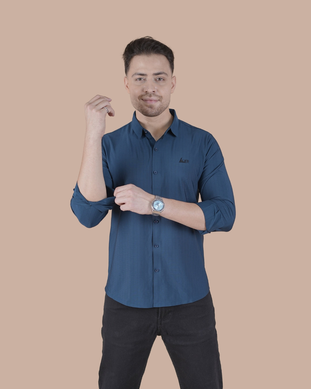 Dark Blue Stitchless Partywear Formal Shirt