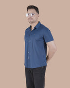 Steel Blue Half Sleeves Stitchless Casual Shirt