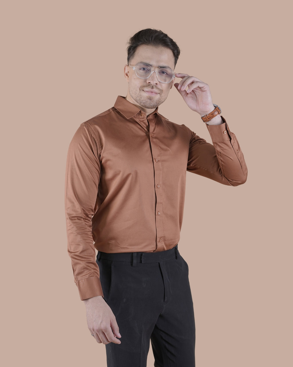 Copper Brown Giza Satin Formal Shirt