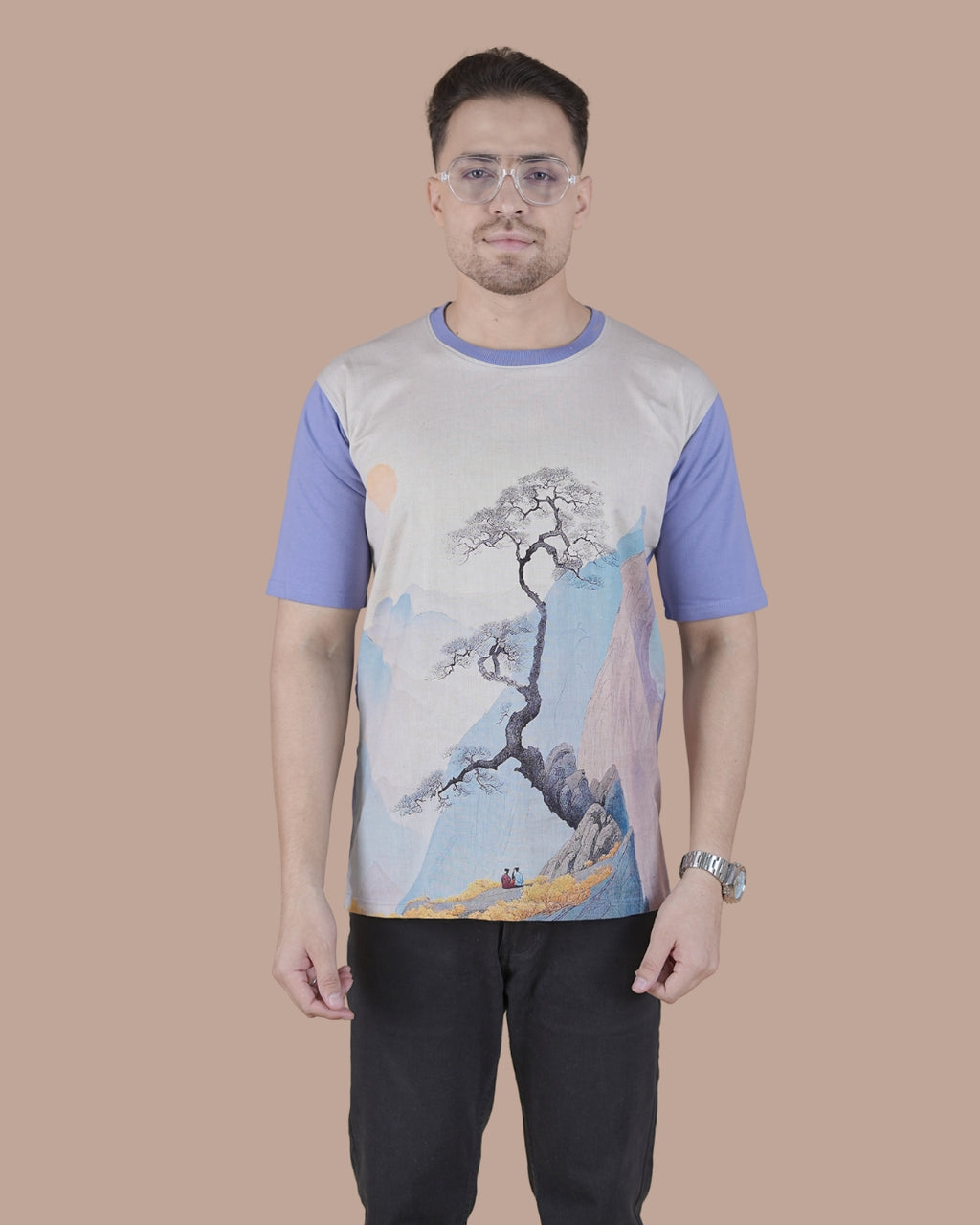 Lavender Mist Linen Graphic Casual T-Shirt