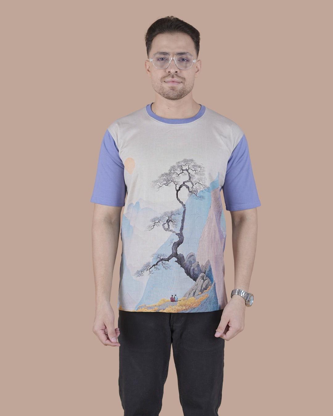 Lavender Mist Linen Graphic Casual T-Shirt