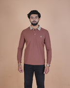 Vintage Brown Contrast Collar Polo T-Shirt