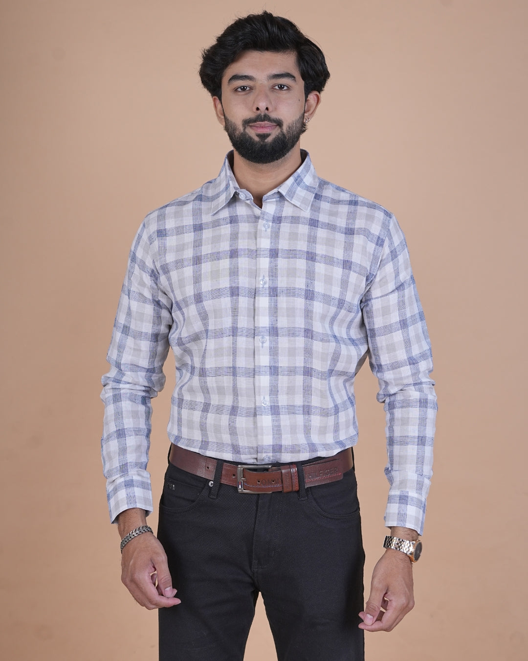 Sky Blue Check Formal Shirt