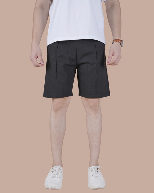 Black Textured Classic Casual Outing Shorts