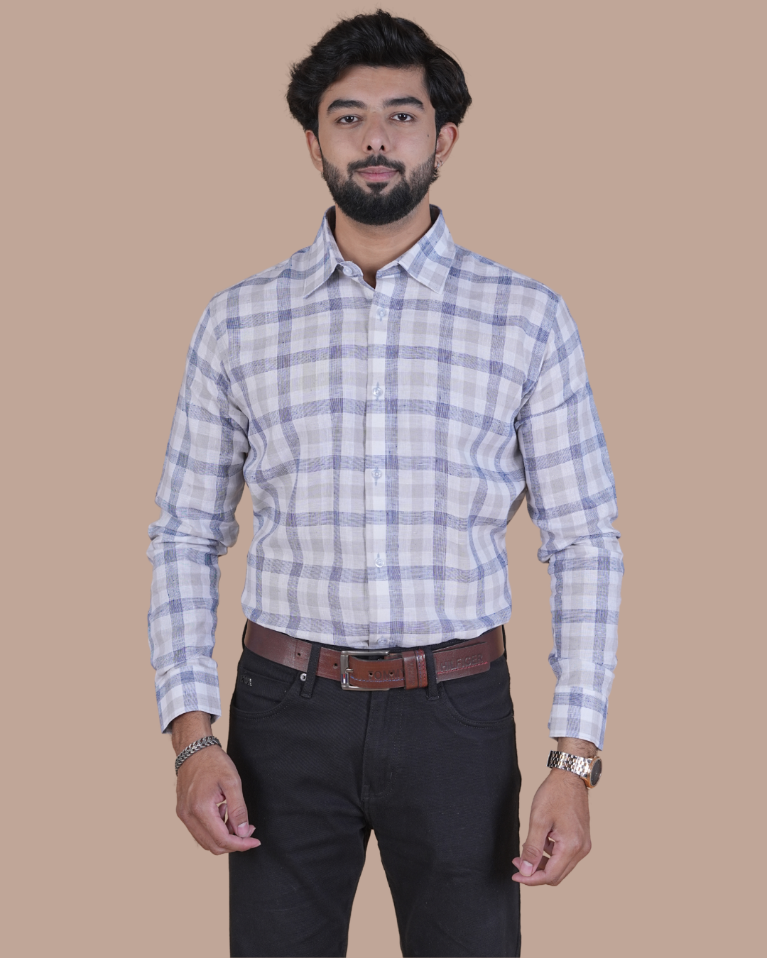 Sky Blue Check Formal Shirt