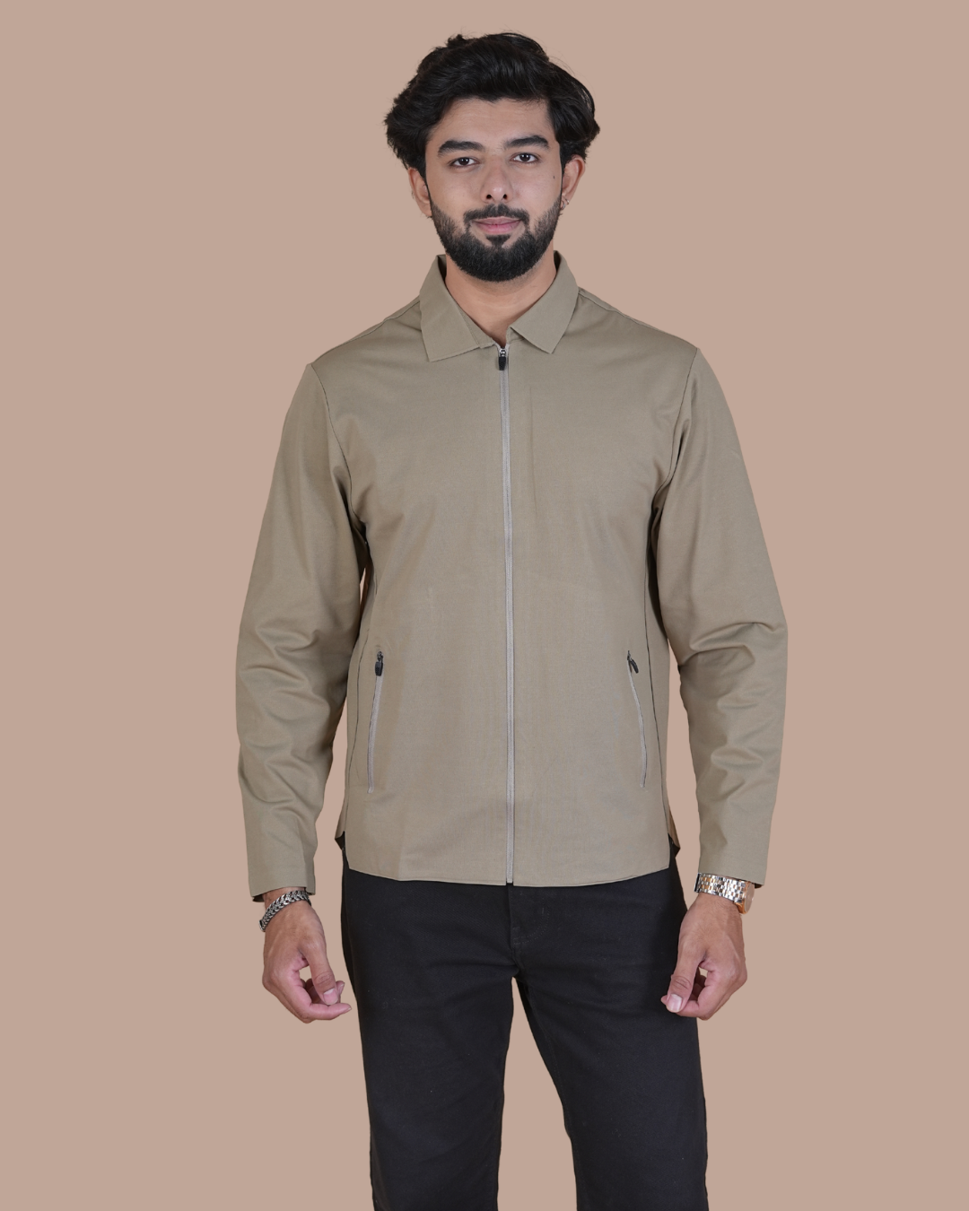 Double Pocket Full-Sleeve Zipper Jacket