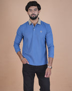 Sky Blue Contrast Collar Polo T-Shirt
