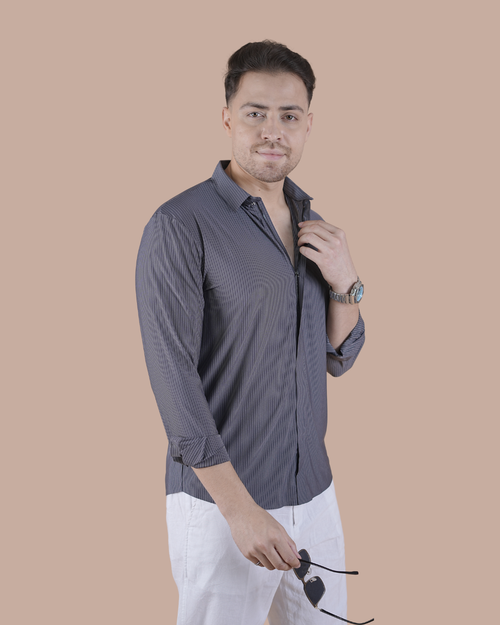 Graphite Grey imported Zipper Sacket Shirt