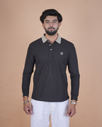 Black Contrast Collar Polo T-Shirt