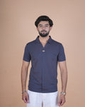 Storm Blue Seamless V-Neck Polo T-Shirt