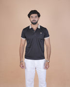 Black Contrast Collar Polo T-Shirt