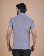 gray Classic Stripe Half-Sleeve Polo T-Shirt
