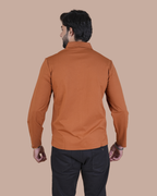 orange Double Pocket Full-Sleeve Zipper Jacket