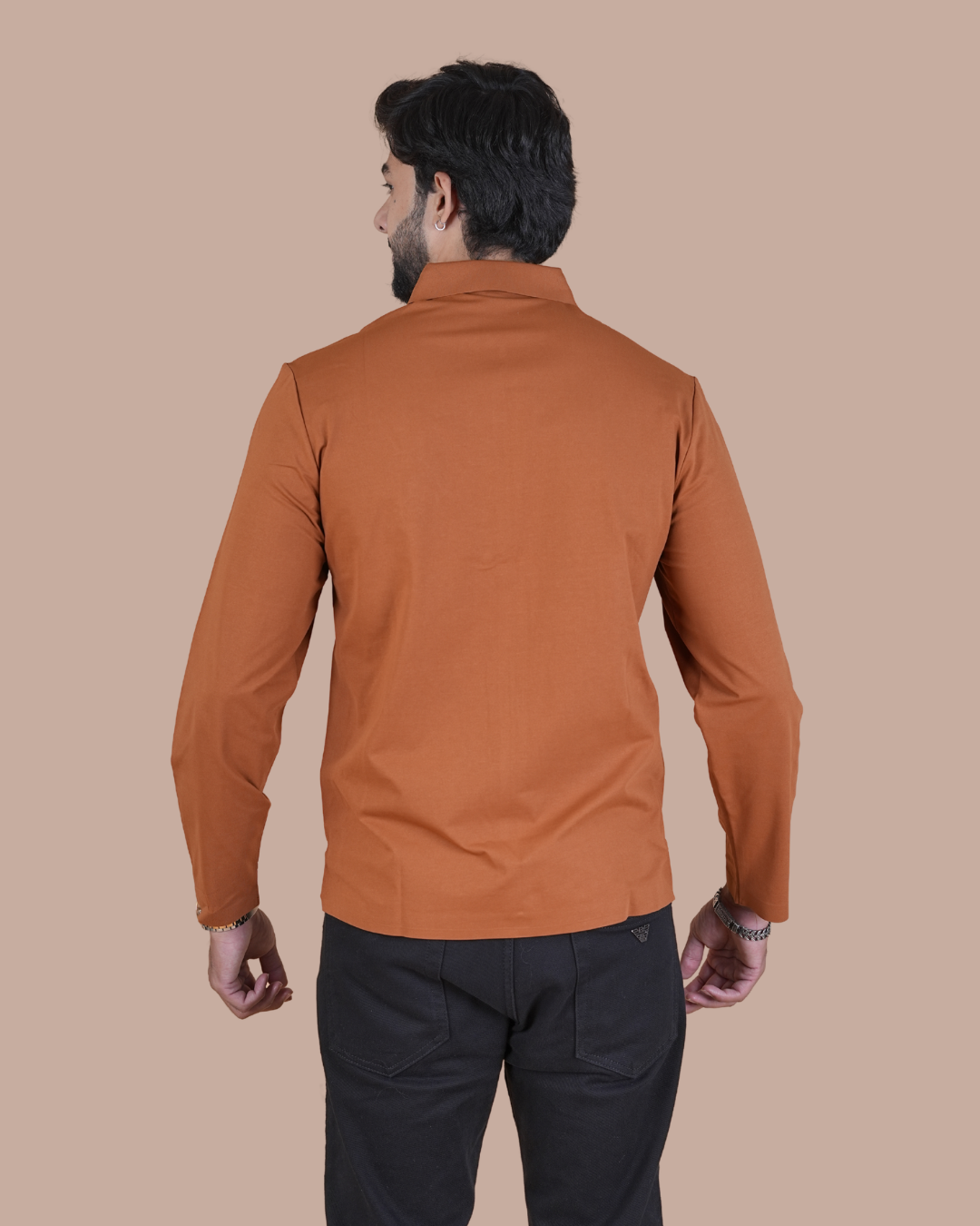 orange Double Pocket Full-Sleeve Zipper Jacket