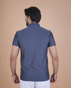 blue Classic Stripe Half-Sleeve Polo T-Shirt