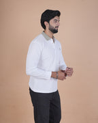 White Contrast Collar Polo T-Shirt